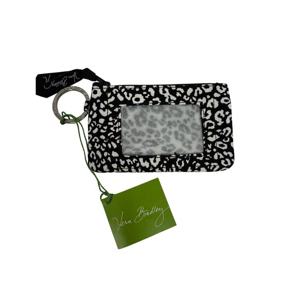 Vera Bradley Camocat Zip ID Case Black White Holder Card NWT Gift - Picture 1 of 5